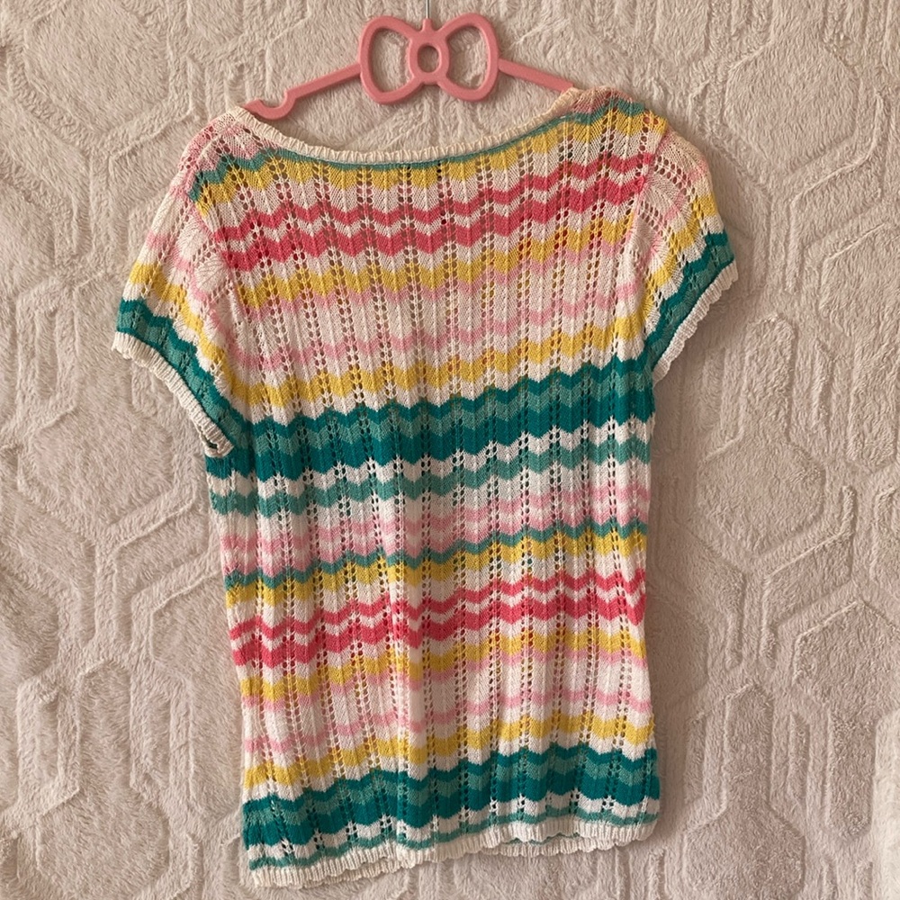 EUC     Multi-color Knit Short Sleeve Top - Picture 4 of 6
